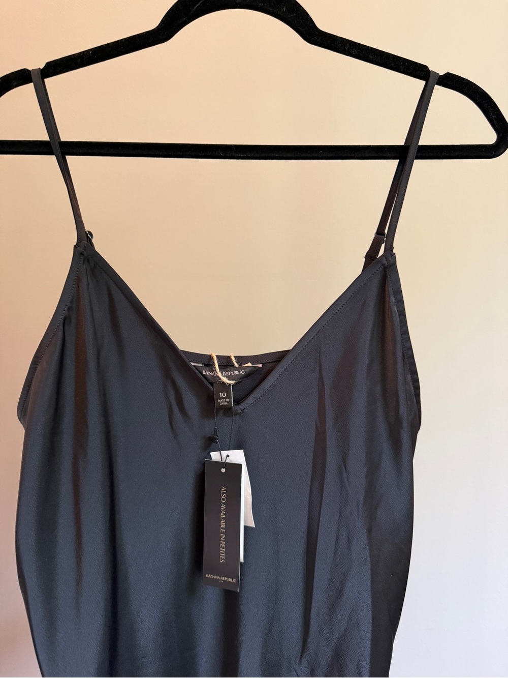 NWT Satin Slip Dress with Side Button Detail - Black - Picture 4 of 9
